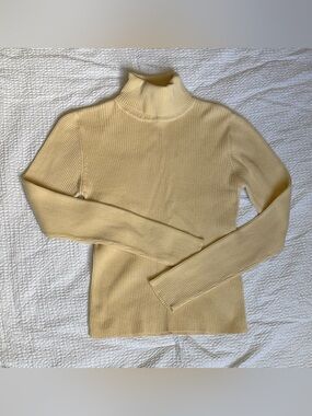 Classic Ribbed Turtleneck Sweater in Soft Cream